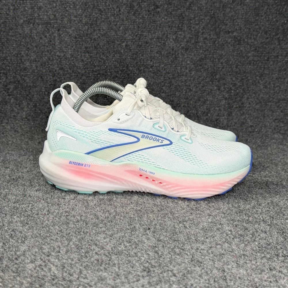 Brooks Glycerin GTS 22 Running Shoes Women's 9D White Limpet Shell Amparo Blue